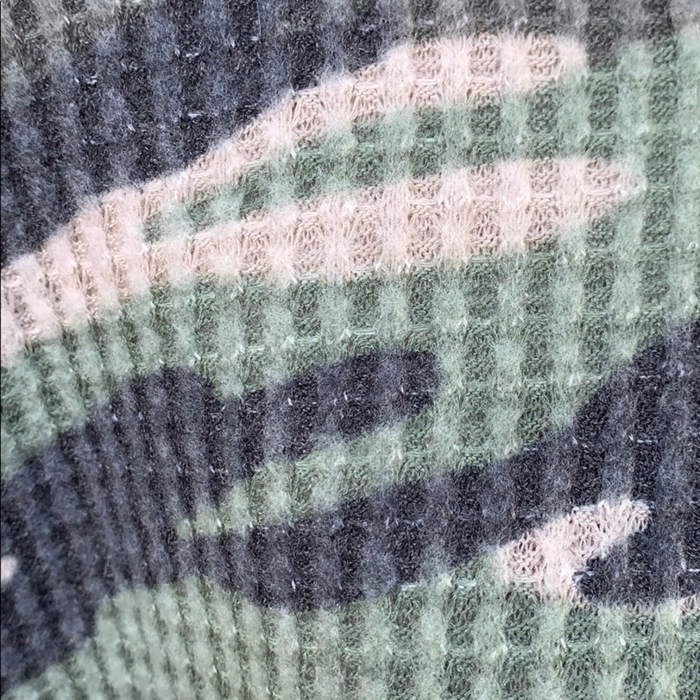 Cherish Green Camouflage Criss Cross Brushed Waffle Top - Picture 7 of 8